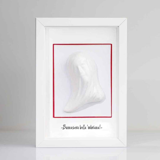 Beautiful White Ceramic Mbriana with Frame and Customizable Phrase