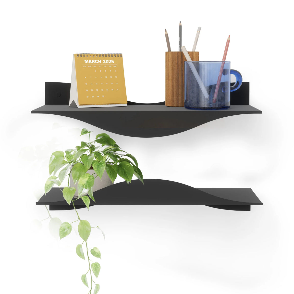 Mensola da Parete Sospesa Surf Shelf Nera – Umbra