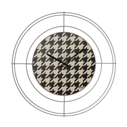 Petite horloge murale noire à motif pied-de-poule Nudo