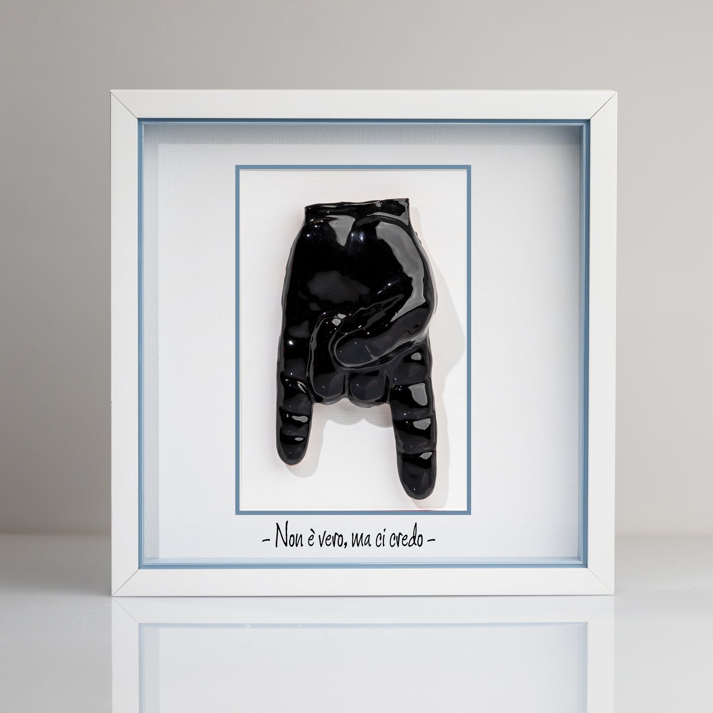 “Red Horns” Ceramic Tile with Wooden Frame – Customizable Neapolitan Craftsmanship