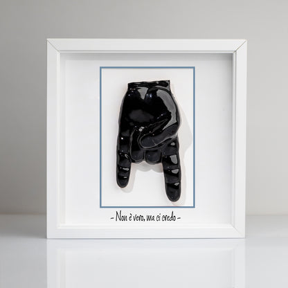 “Red Horns” Ceramic Tile with Wooden Frame – Customizable Neapolitan Craftsmanship