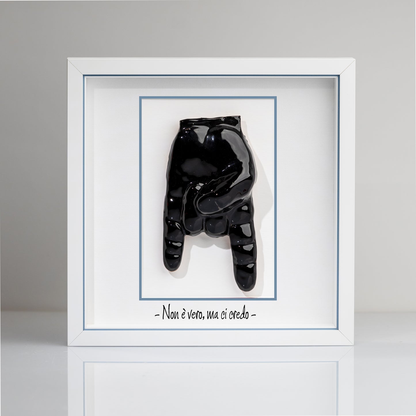 “Red Horns” Ceramic Tile with Wooden Frame – Customizable Neapolitan Craftsmanship