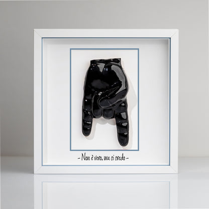 “Red Horns” Ceramic Tile with Wooden Frame – Customizable Neapolitan Craftsmanship