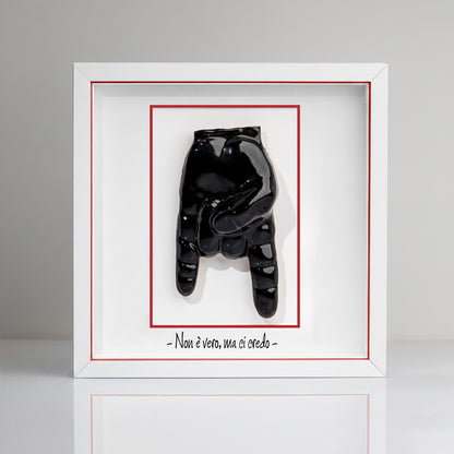 “Red Horns” Ceramic Tile with Wooden Frame – Customizable Neapolitan Craftsmanship