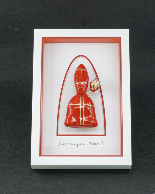 Icon of San Gennaro in red ceramic 22x15