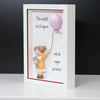 Cornice con Bimbo e Palloncino in Ceramica