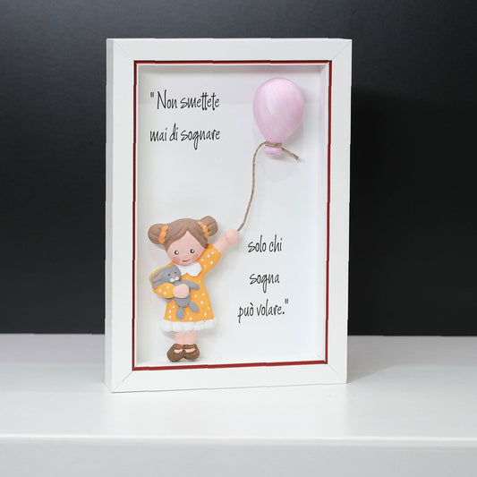 Cornice con Bimbo e Palloncino in Ceramica