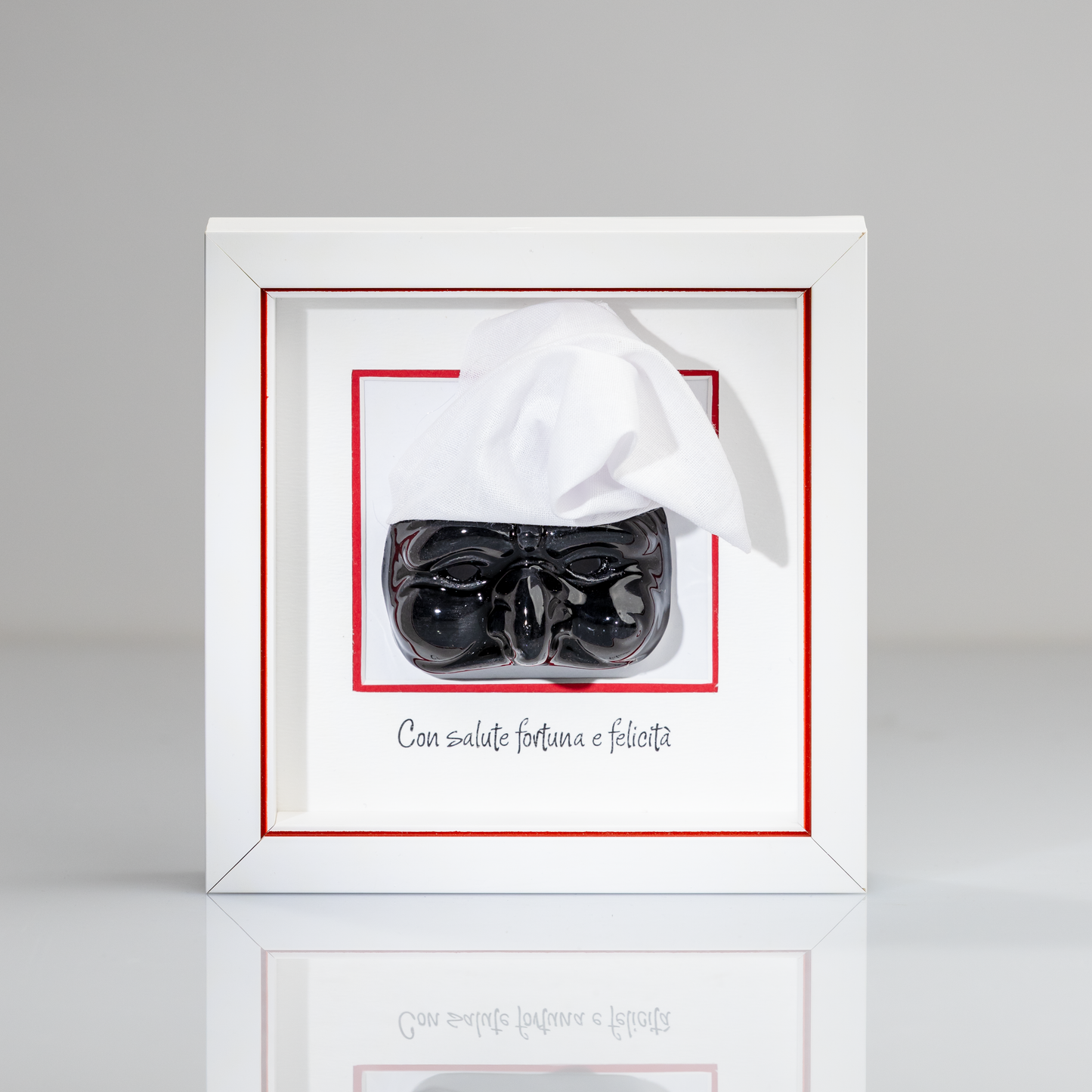 Black Ceramic Pulcinella – 16x16 cm