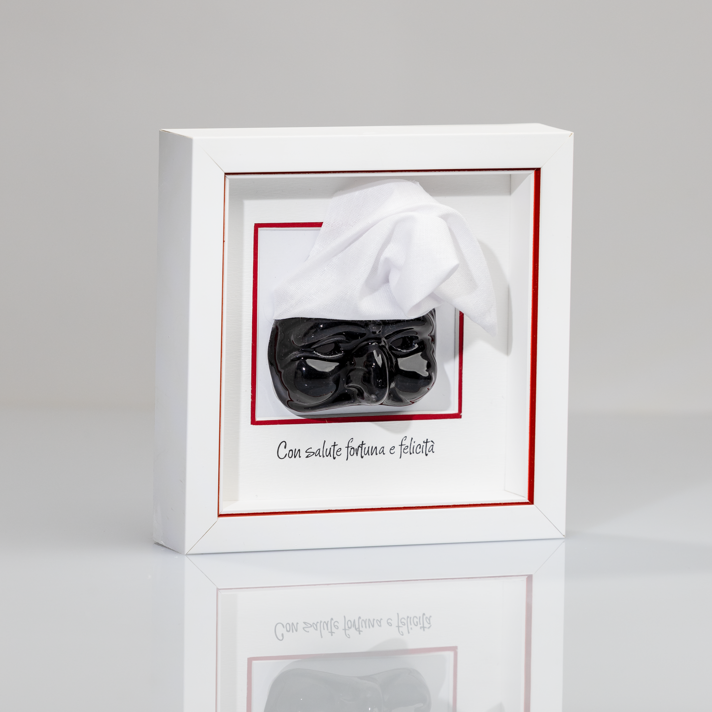 Black Ceramic Pulcinella – 16x16 cm