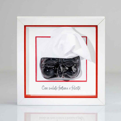 Pulcinella in Ceramica Nera – 16x16 cm