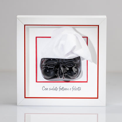 Pulcinella in Ceramica Nera – 16x16 cm