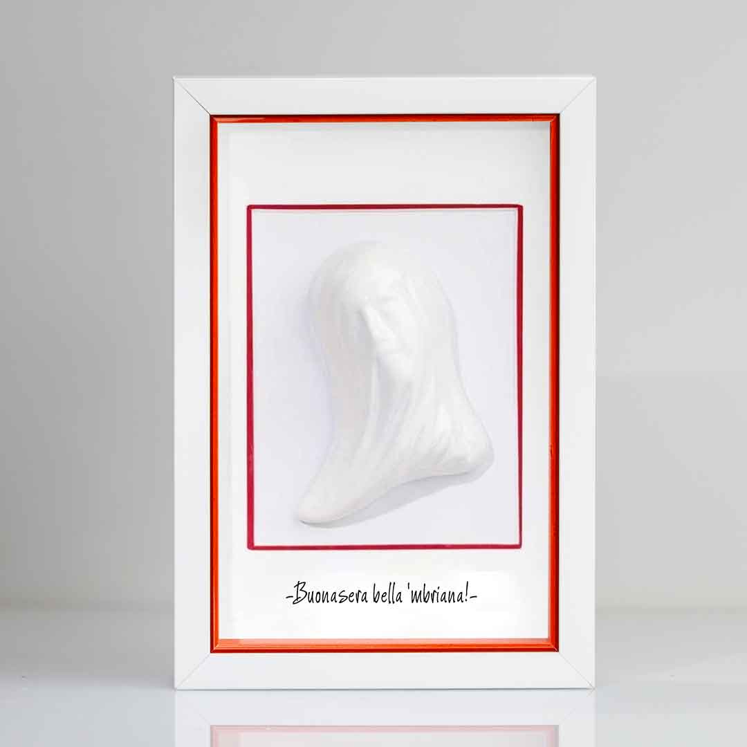 Beautiful White Ceramic Mbriana with Frame and Customizable Phrase