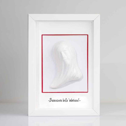 Beautiful White Ceramic Mbriana with Frame and Customizable Phrase