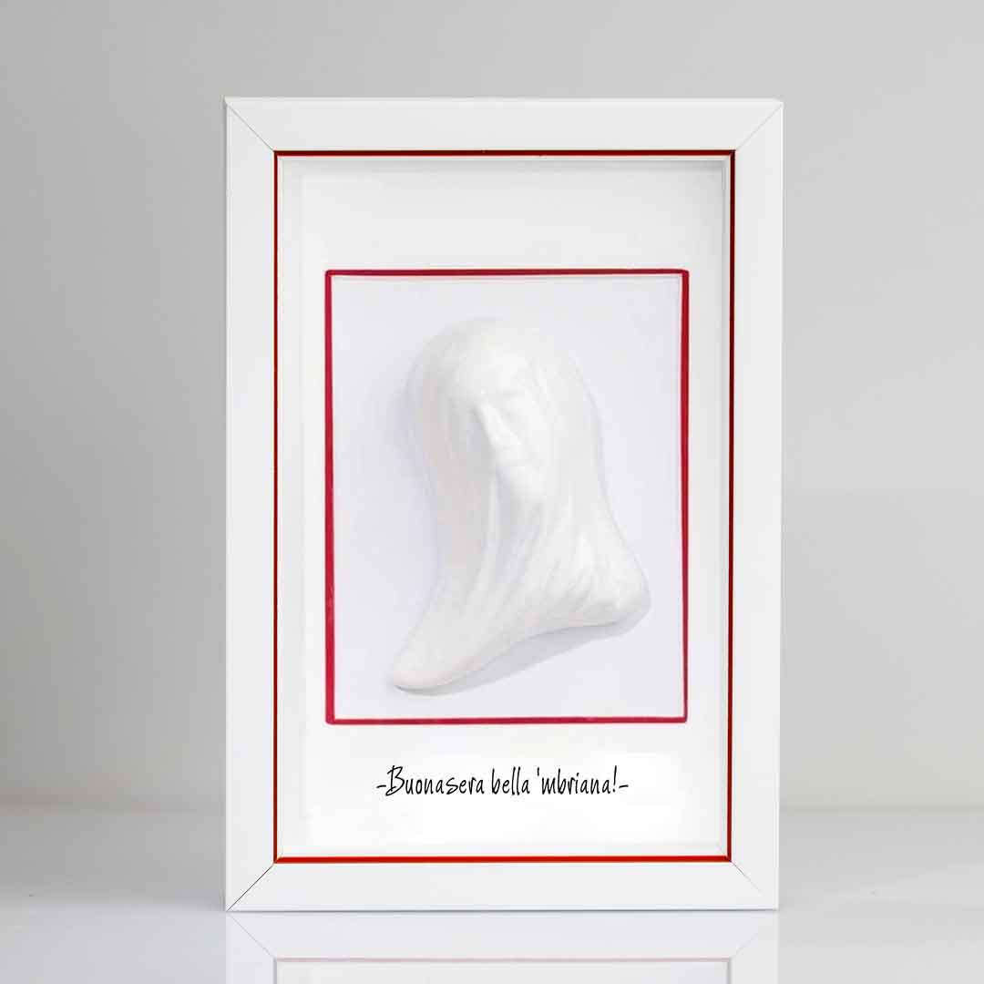 Beautiful White Ceramic Mbriana with Frame and Customizable Phrase