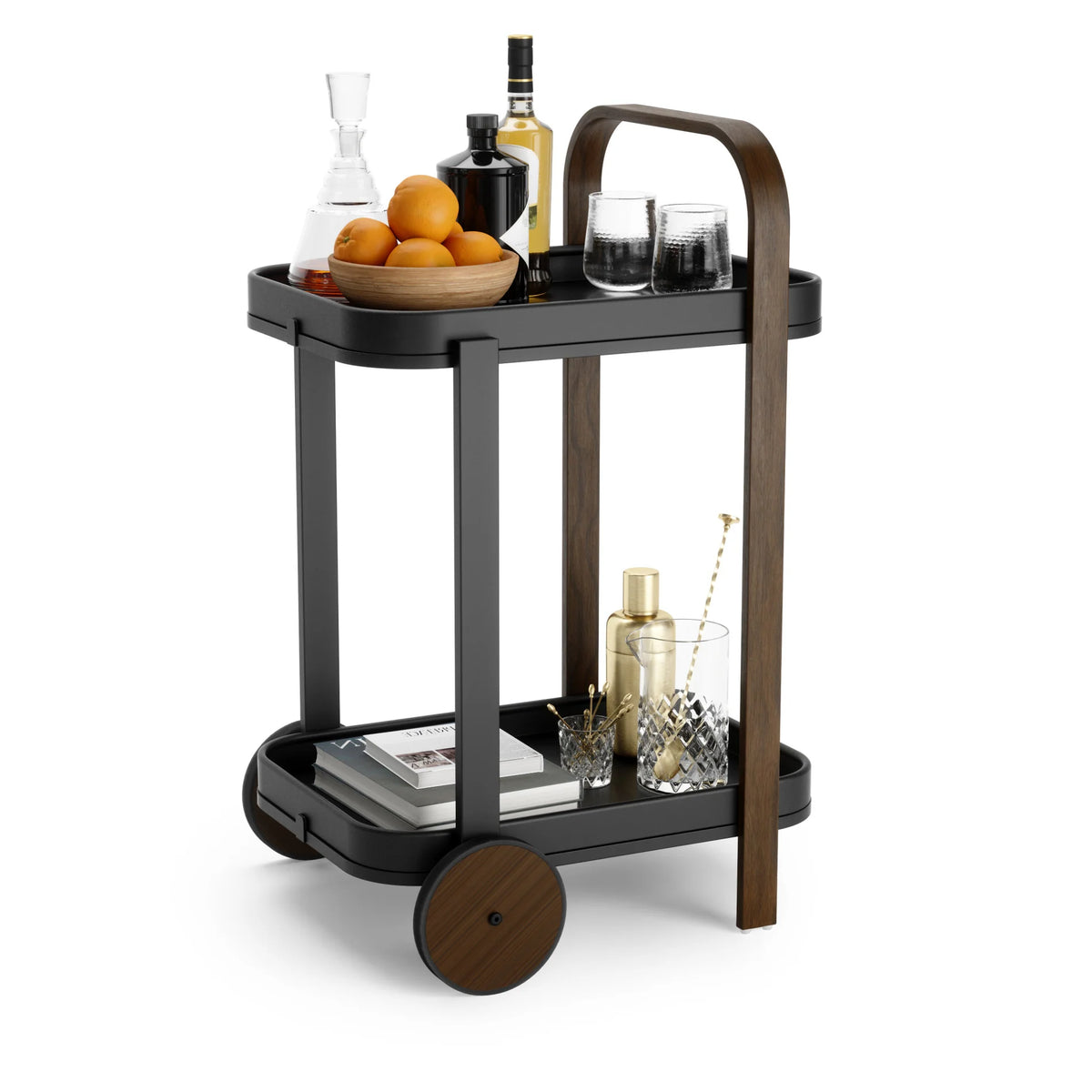 Carrello Bar e Mobiletto Multiplo Bellwood Noce – Umbra