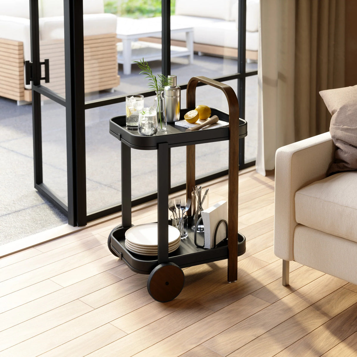 Carrello Bar e Mobiletto Multiplo Bellwood Noce – Umbra