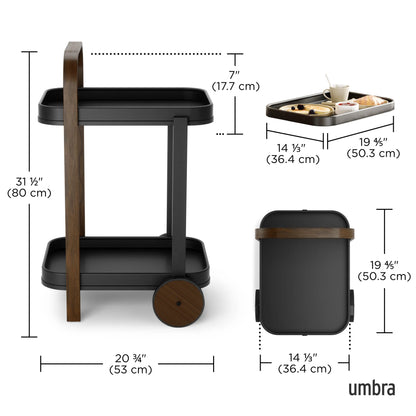 Carrello Bar e Mobiletto Multiplo Bellwood Noce – Umbra