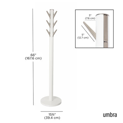 Appendiabiti da Terra in Legno e Metallo Flapper Bianco – Umbra