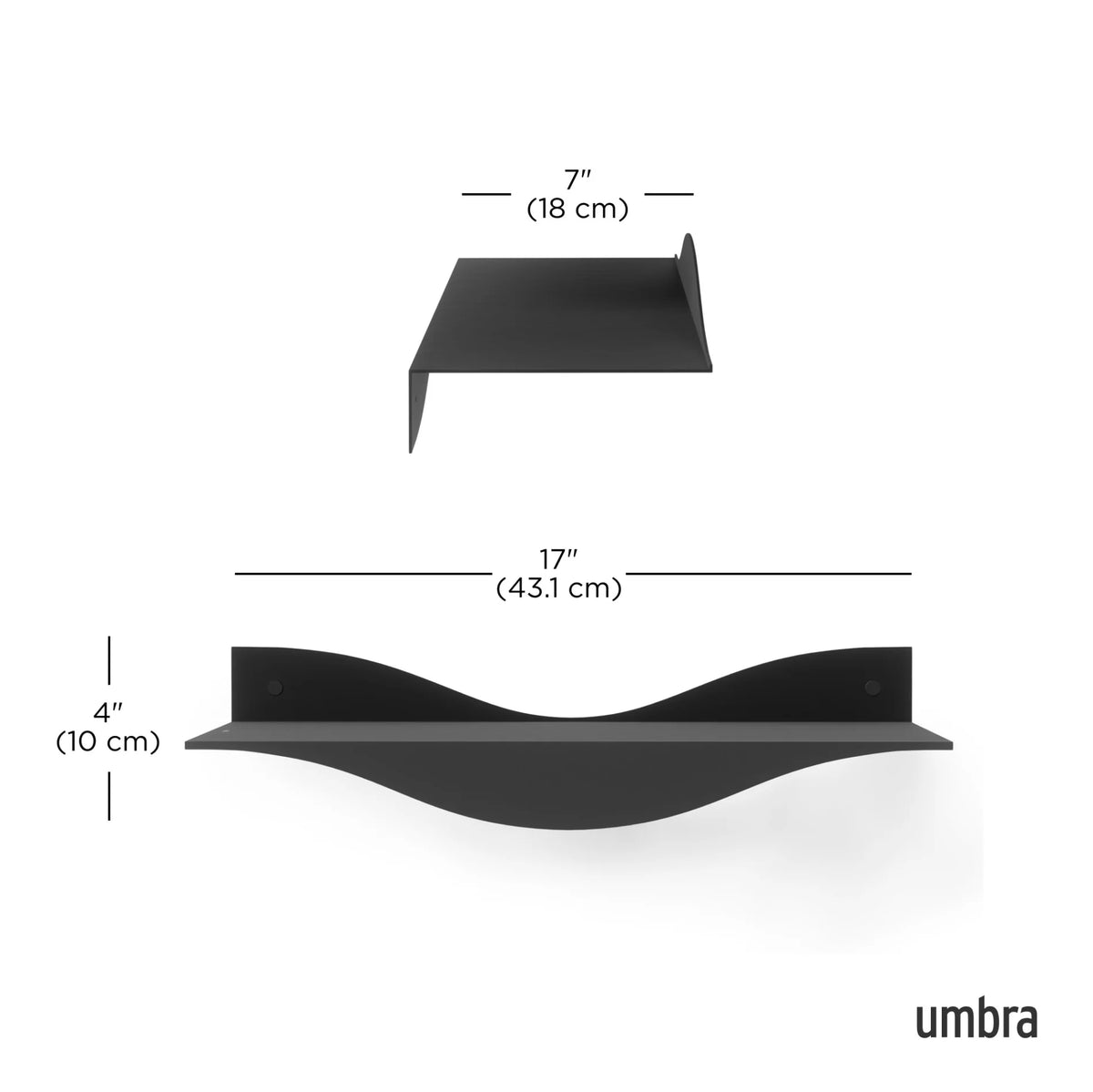 Mensola da Parete Sospesa Surf Shelf Nera – Umbra