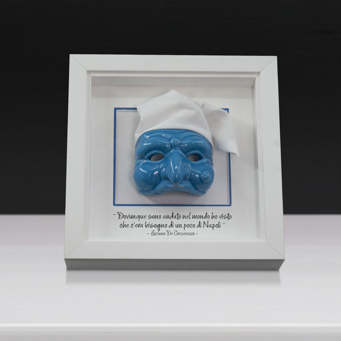 Pulcinella en céramique bleue