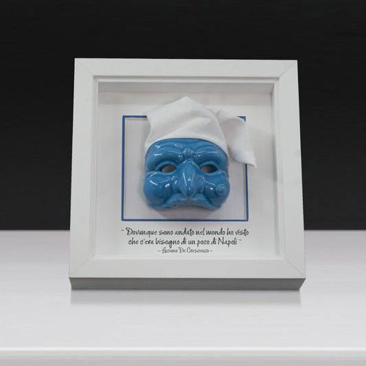 Pulcinella en céramique bleue