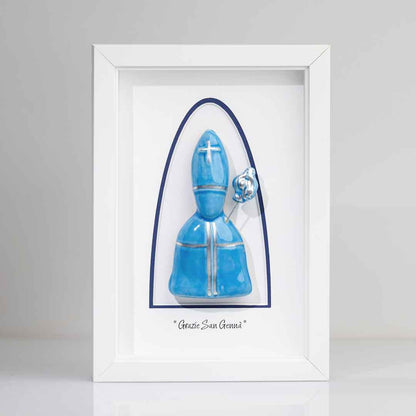 Icona di San Gennaro in Ceramica Azzurra – 22x15 cm