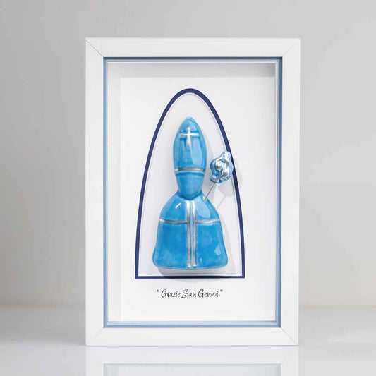 Icona di San Gennaro in Ceramica Azzurra – 22x15 cm
