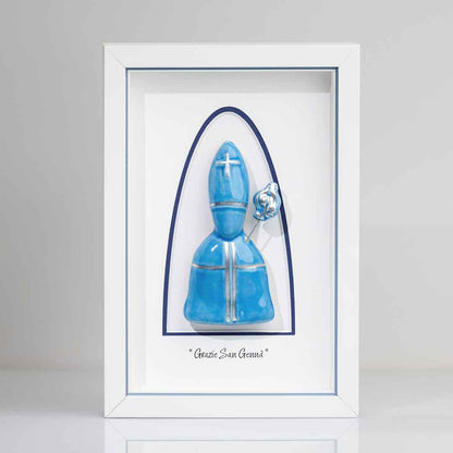 Icona di San Gennaro in Ceramica Azzurra – 22x15 cm