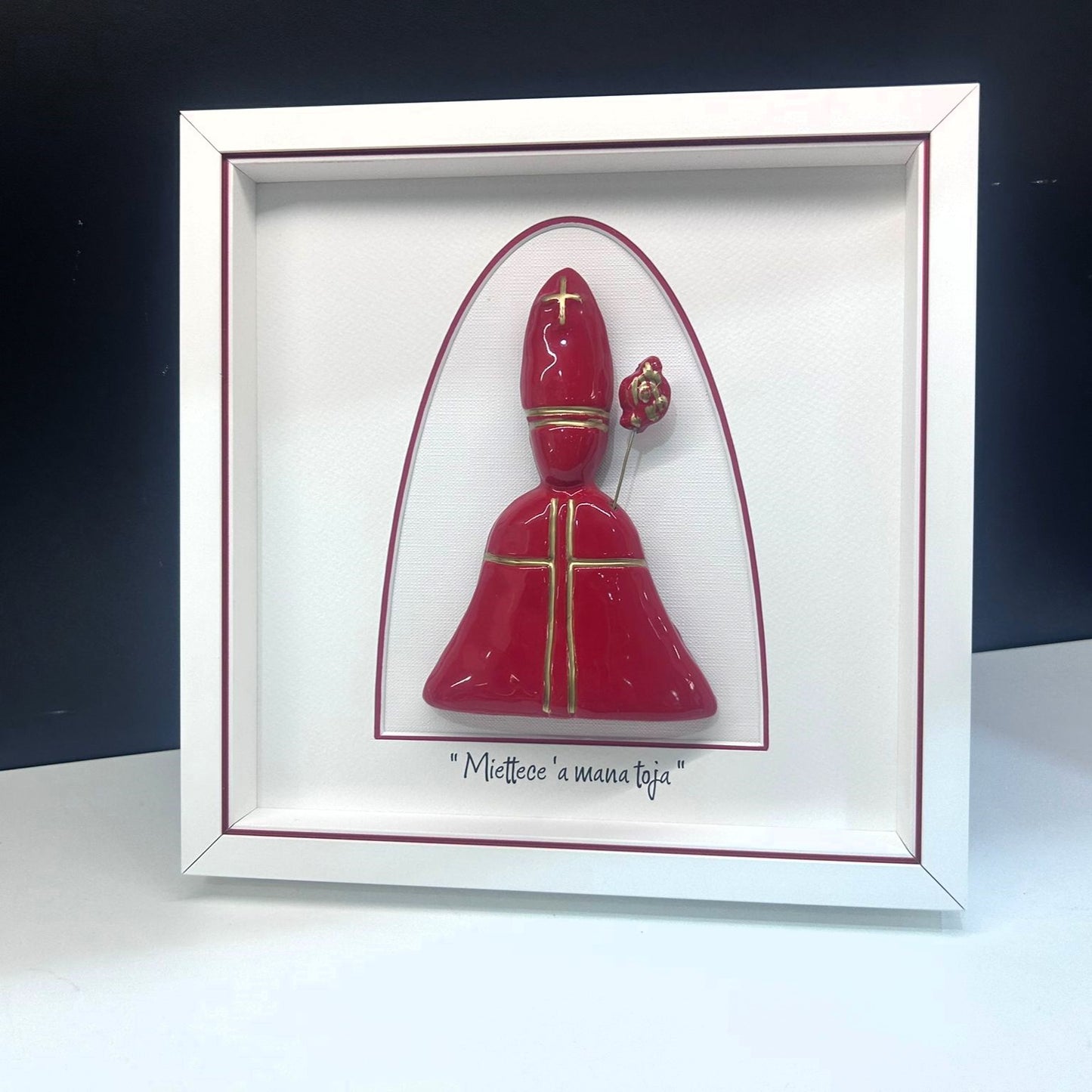 San Gennaro en céramique couleur or