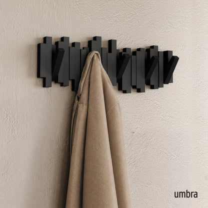 Appendiabiti da Parete a Scomparsa Sticks – Nero 5 Ganci Umbra