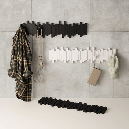 Appendiabiti da Parete a Scomparsa Sticks Nero –  8 Ganci Umbra