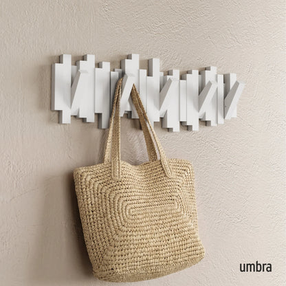 Appendiabiti da Parete a Scomparsa Sticks – Bianco –  5 Ganci Umbra